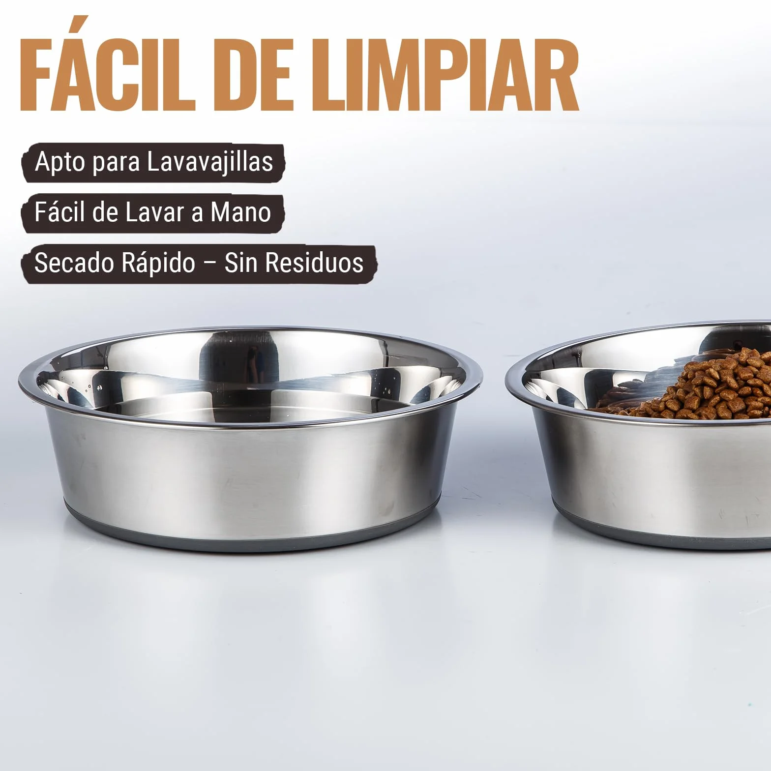 PEGGY11 Cuencos de Acero Inoxidable para Perros y Gatos, Antideslizantes, Parte Inferior de Goma, Grado Alimenticio, Sin BPA, Aptos para Lavavajillas, Fáciles de Limpiar, 480 ml, 2 Paquetes