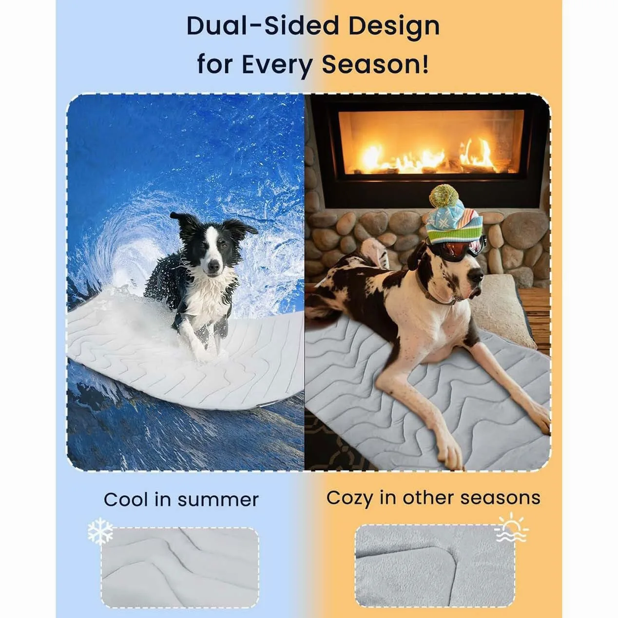 Alfombrilla Refrescante para Mascotas, De Seda Helada, Lavable, para Perros Y Gatos, Ideal para Relajarse En Verano. Gray L-122 * 71cm