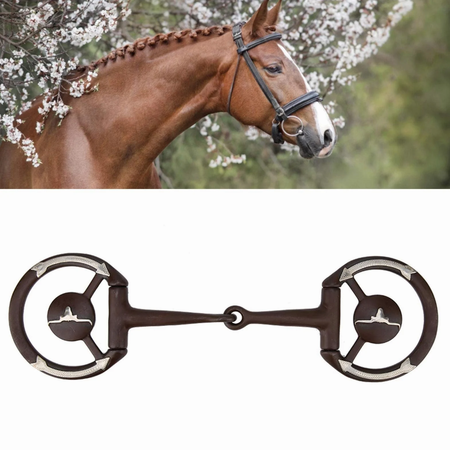 Broca de Boca de Caballo, Broca de Espesor de Acero Inoxidable Rodillo de Broca de Boca Suelta con Incrustaciones de Cobre, Accesorio de Carreras de Caballos