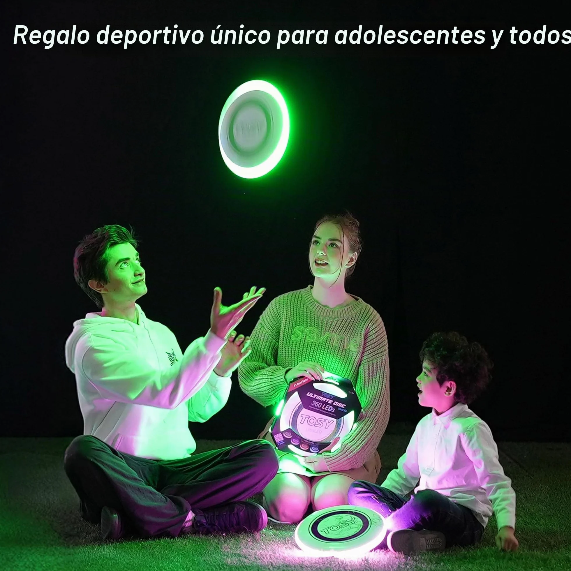 TOSY Flying Disc RGB LED 16 Colores Brillante Modos Inteligentes Recargable Frisbee 175g