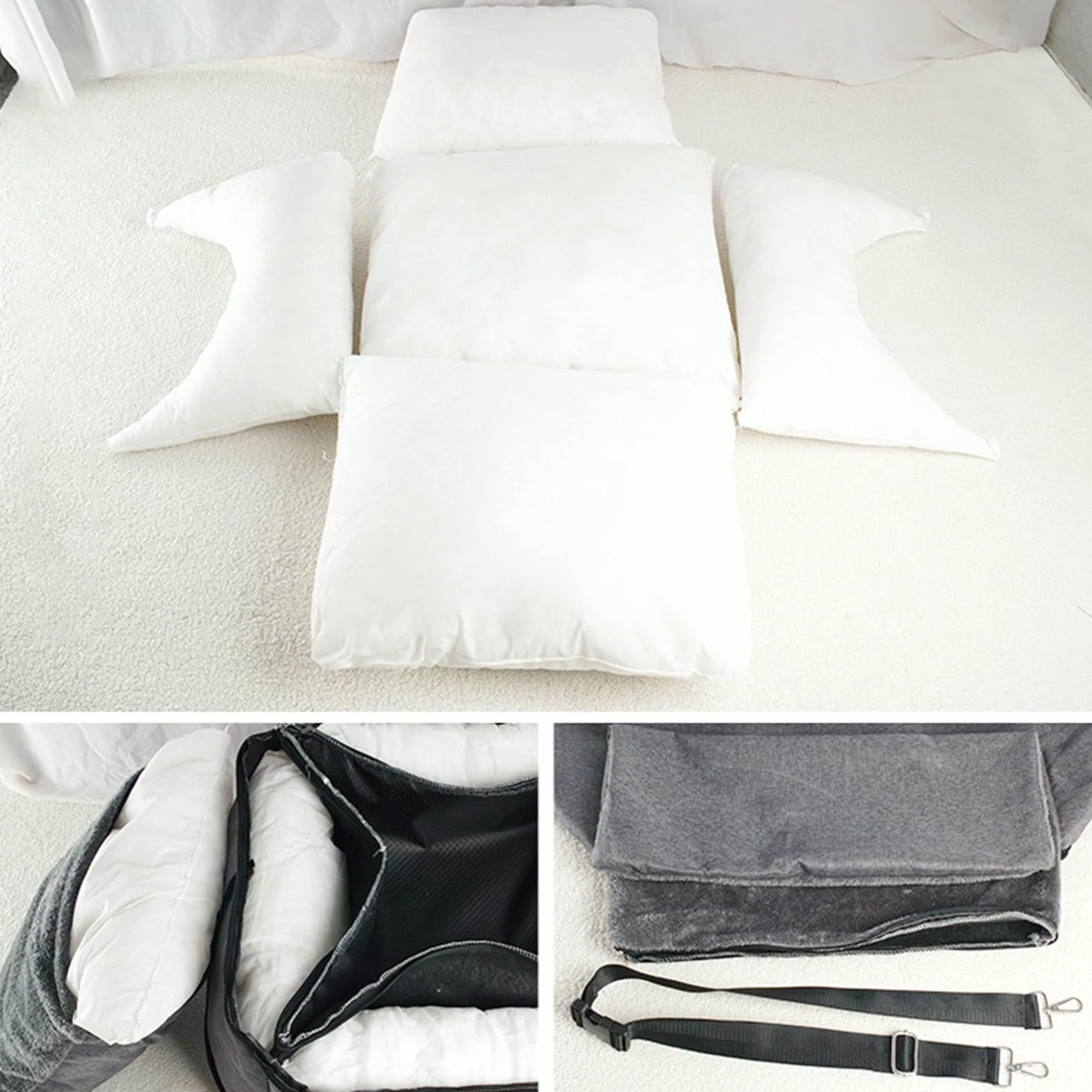 Asiento lavable para perros pequeños y pequeños, asiento de coche para perros pequeños/medianos, asiento para perros con cinturón de seguridad estable y bolsa de almacenamiento (gris claro)