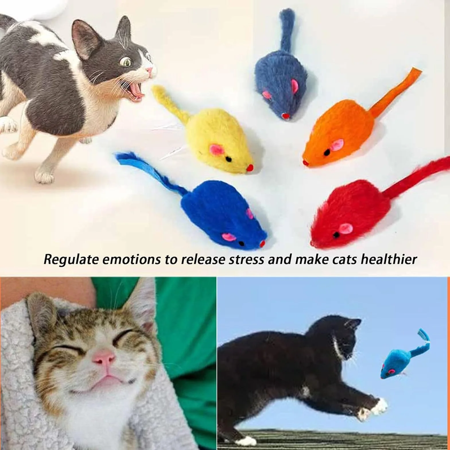 12 Piezas Juguetes para Gato, Peludo Juguetes Gato, Ratones de Juguete para Gatitos, Juguete Interactivo con Hierba gatera, para Gatos Jueguen, Caza, Ejercicio