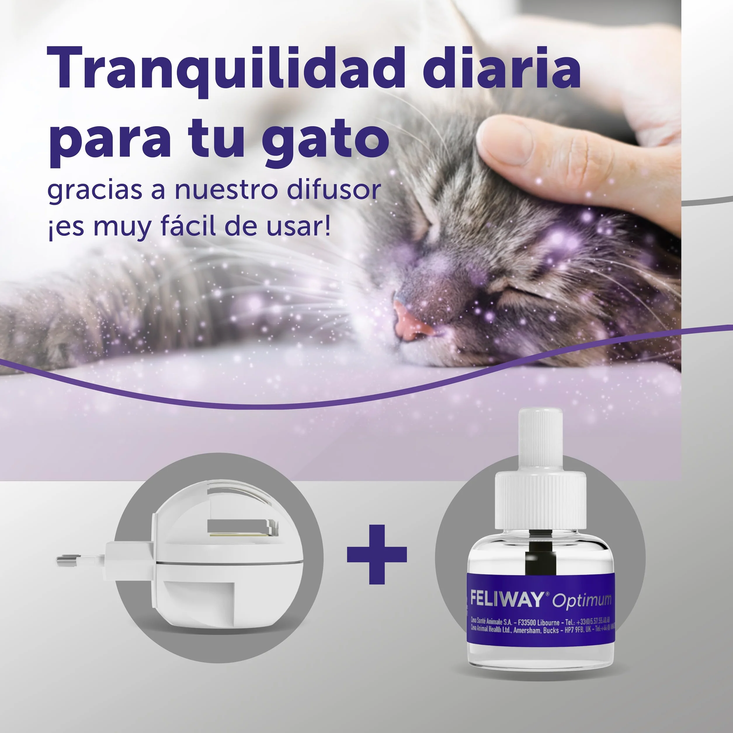 FELIWAY Optimum - Difusor + Recambio de feromonas calmantes para gatos (30 días, 48 mililitro) - Ayuda a reducir los signos más comunes de estrés. Recomendado por veterinarios. La mejor tranquilidad