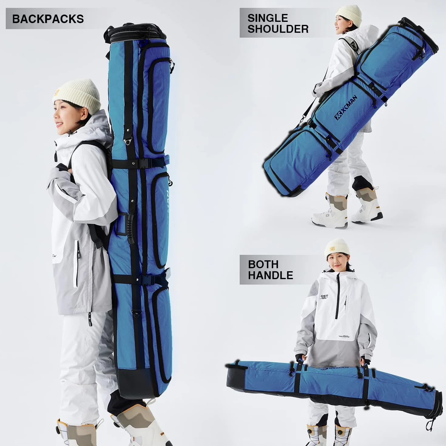 XCMAN Bolsa acolchada snowboard ajustable 160-190 cm viaje avión