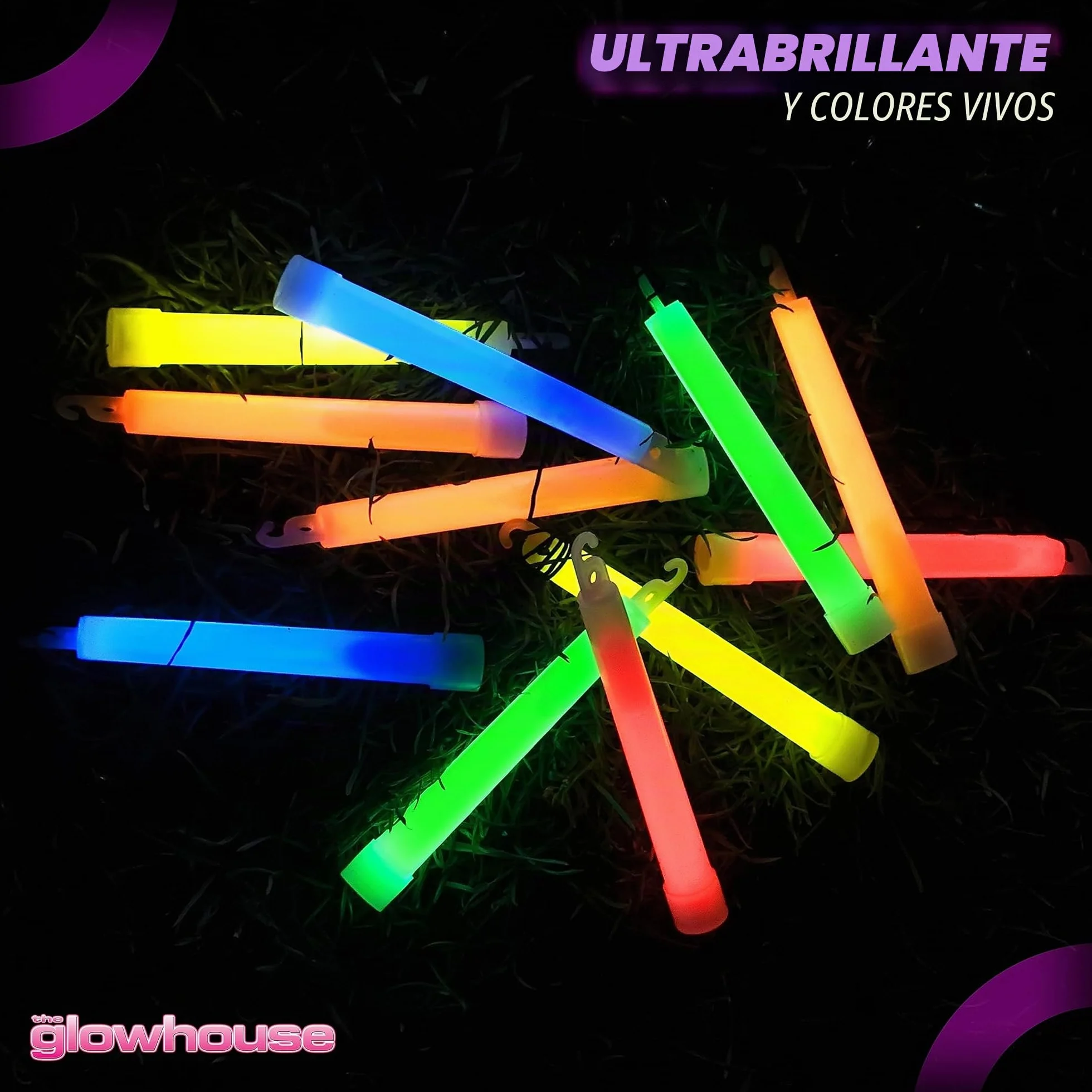Glowhouse 10 varillas de luz brillantes emergencia 6 pulgadas duración 12 horas verde
