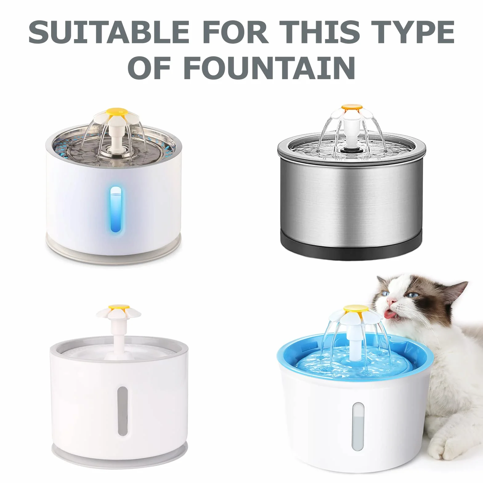 Filtros de Repuesto de Fuente de Agua para Perros y Gatos [10 Piezas], Redondo, 2-2,5 l
