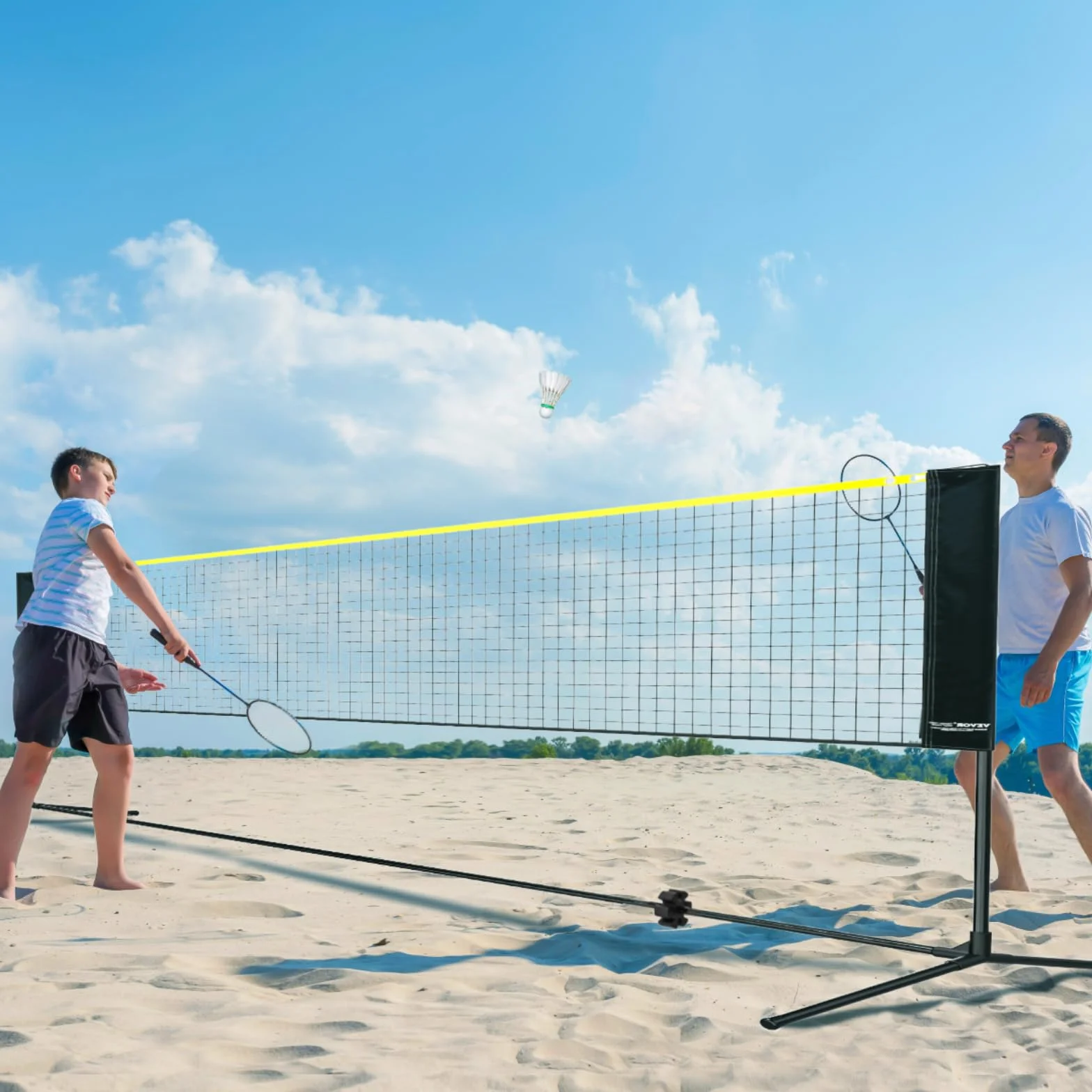 VEVOR Red Bádminton Voleibol Ajustable 606x155x103 cm Portátil con Postes Soporte Bolsa Raquetas Volantes Nailon