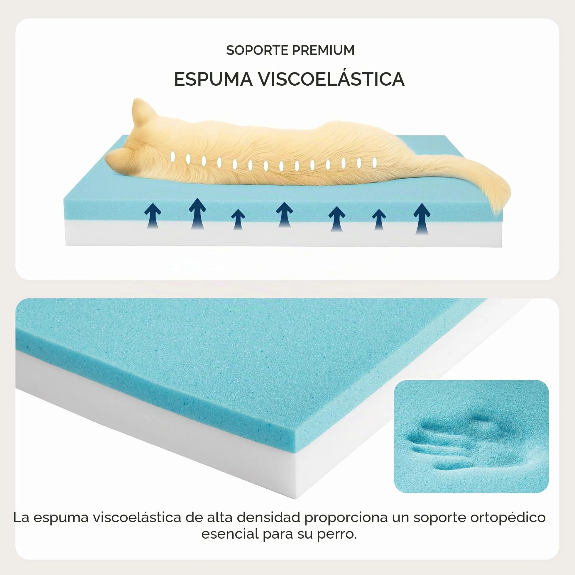 Bedsure Cama Perro Ortopédica Grande - Colchón Perro Lavable con Funda Desenfundable y Evestimiento Impermeable, Espuma Viscoelástica, Gris, 89x56cm