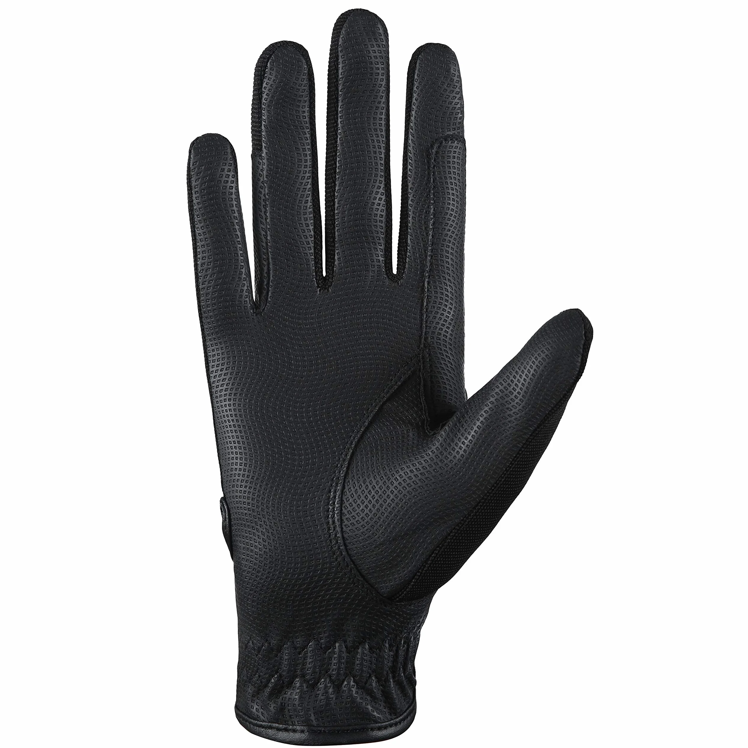 AFE Guantes de equitación para mujer de piel sintética negro elástico