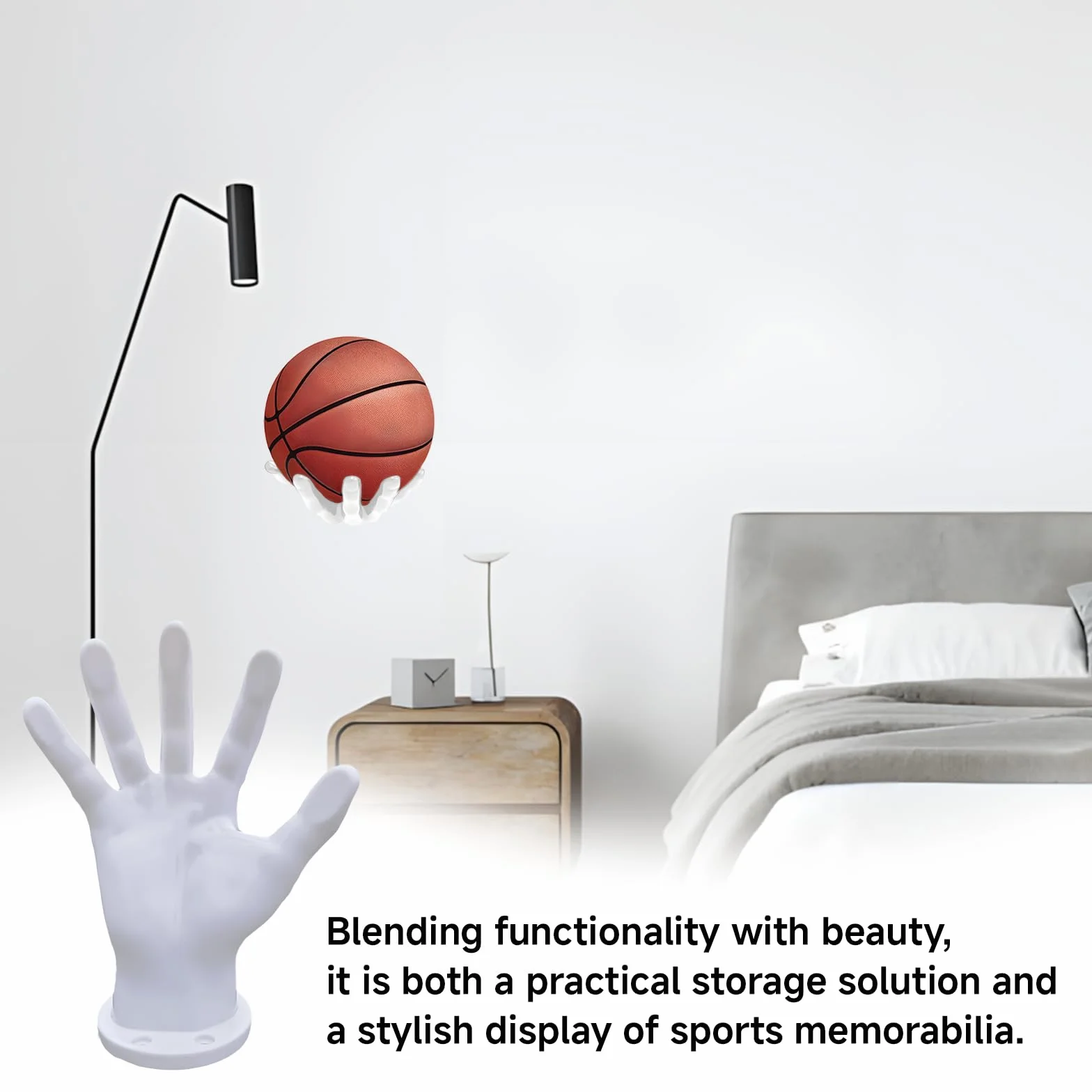 Soporte de Pared para Pelotas Deportivas, 22x17 cm, Guarda Baloncesto, Fútbol, Tenis, Voleibol, Blanco