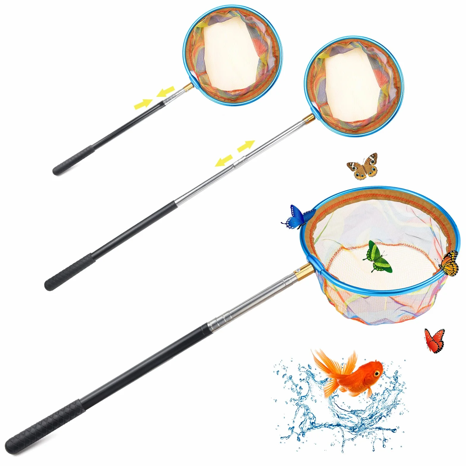 Red telescópica para niños 66-145 cm para atrapar insectos pesca estanque piscina jardín playa
