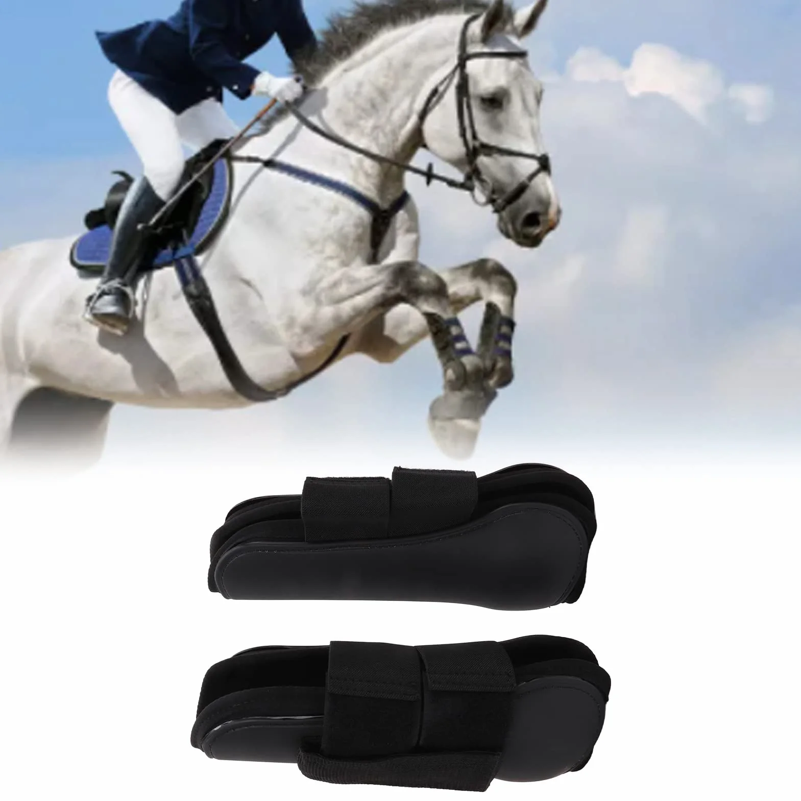 Botas profesionales XL de protección para patas delanteras de caballo, soporte de tendón de alto rendimiento para montar y saltar competitivos, ajuste seguro, equipo de protección para deportes
