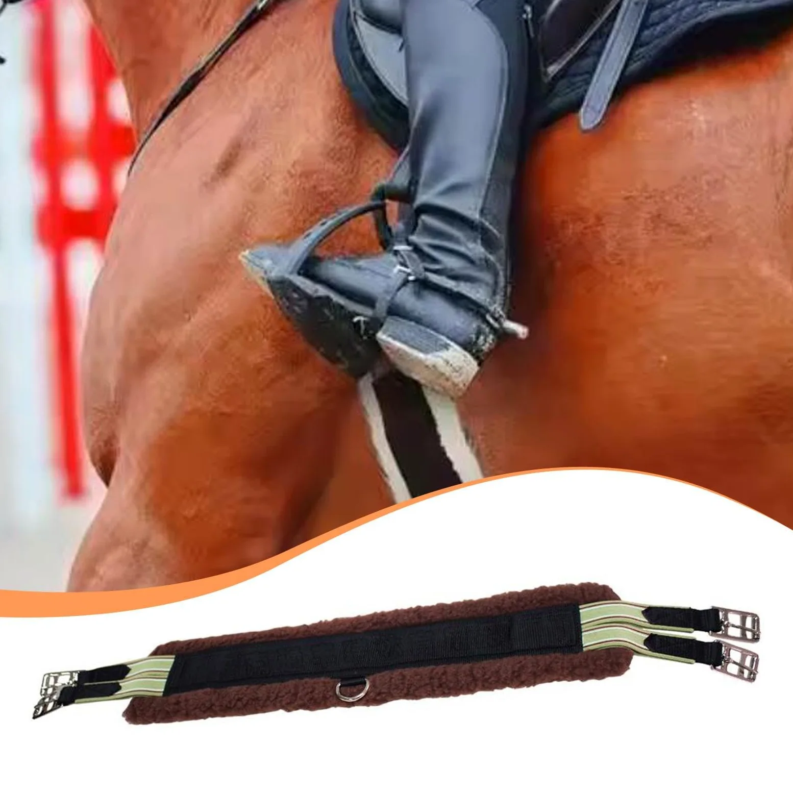 Fenteer Cincha para Caballo Cincha de Equitación Cincha para Silla Cincha Antideslizante con Franela Ligera Y Hebilla Metálica Doble Adecuada para Equitación