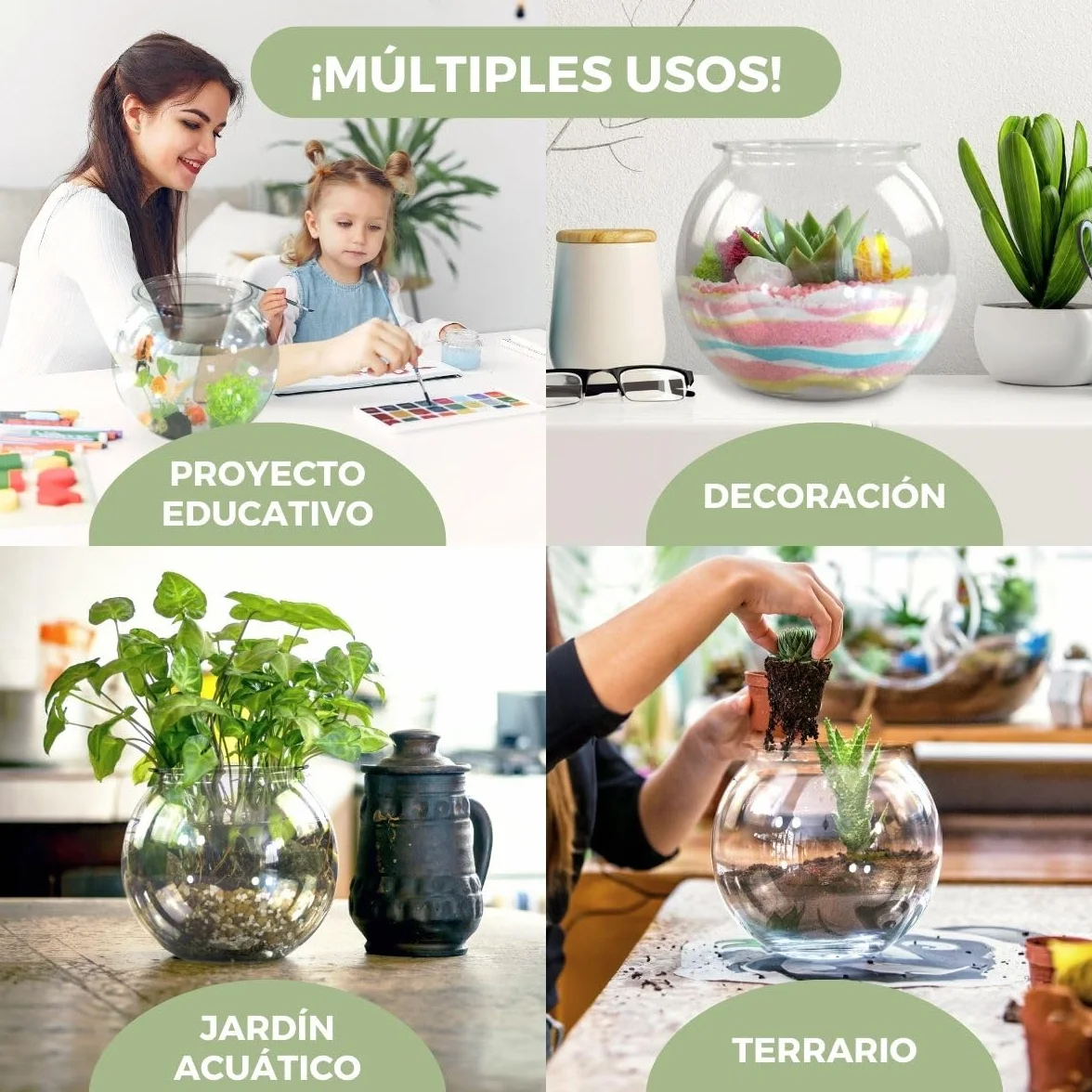 Mobiclinic® Pets, Pecera pequeña, Nemo, 4 litros, Plástico Pet Eco, Redonda, Diseño Transparente, 20x20x17, 5cm, Fácil Limpieza, Resistente, Ideal para decoración del hogar, Hierbas acuáticas