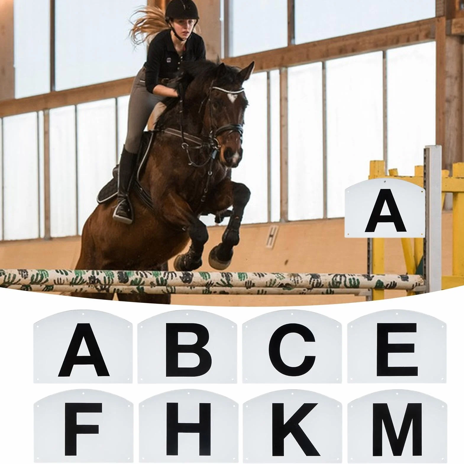 Genérico Marcadores Letras Clásica | 8 Paneles Entrenamiento Caballo Montaje Valla, 20x27cm | Letras Pista PP para Práctica Equitación | Placas Identificación Obstáculos para Jinetes