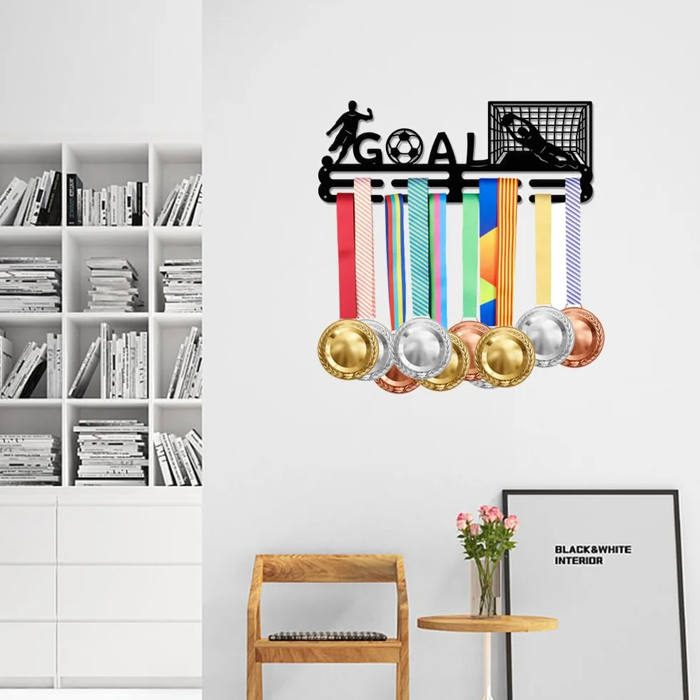 SUPERDANT Medallas de Fútbol Estante de Pared para Exhibición Marco de Cinta de Premios