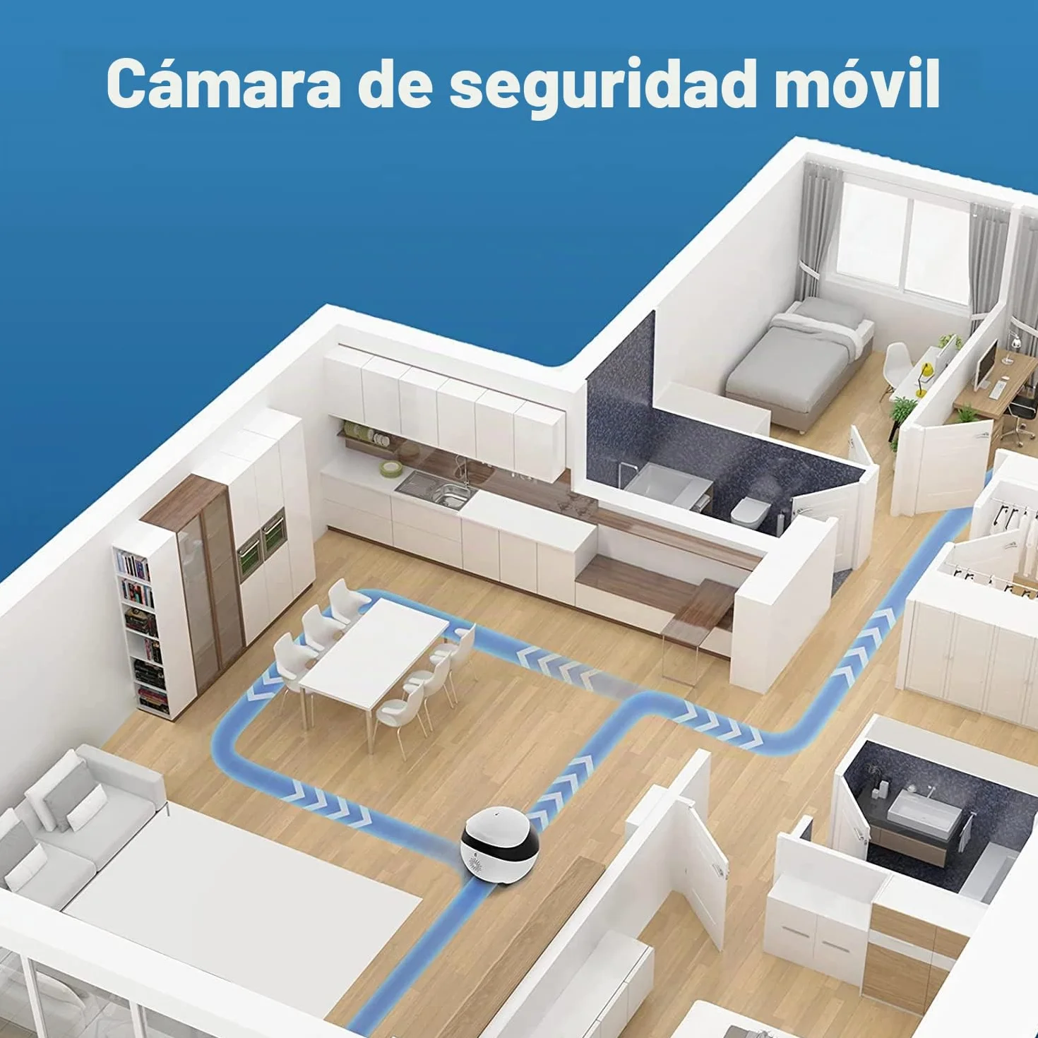 Enabot Móvil Cámara de Vigilancia WiFi Interior inalámbrica,1080P FHD Cámaras de Vigilancia,Visión Nocturna,Audio Bidireccional,Detección de Movimiento,Control Remoto,óptima para Bebé/Mascota/Anciano