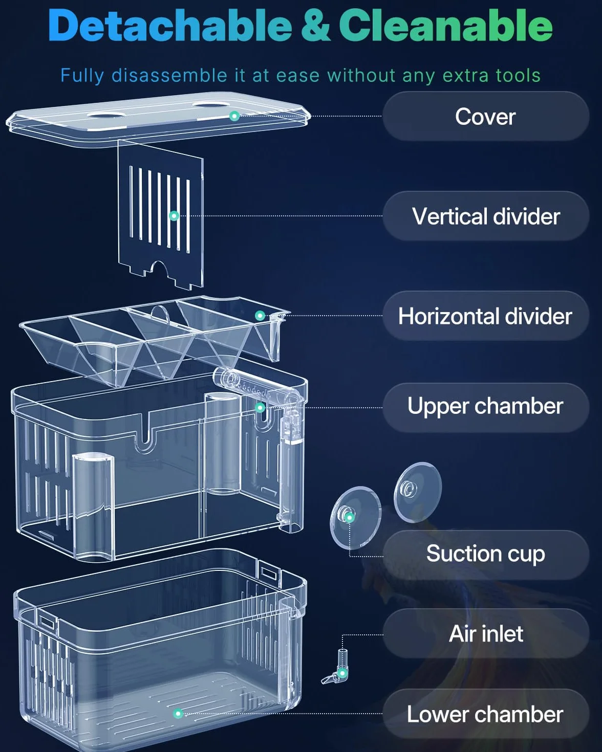 Pawfly Caja de cría para Acuario, Recipiente de plástico Transparente para Peces, incubadora para alevines, camarones, Betta, pez Payaso, Caja de Aislamiento Grande para Peces