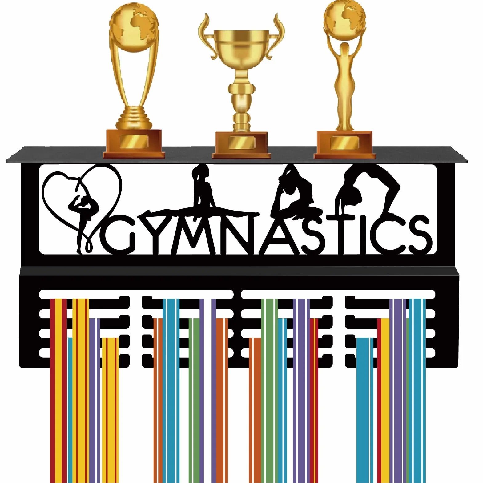 CREATCABIN Colgador Medallas Gimnasia Estante para Trofeos 40x20x10cm Metal