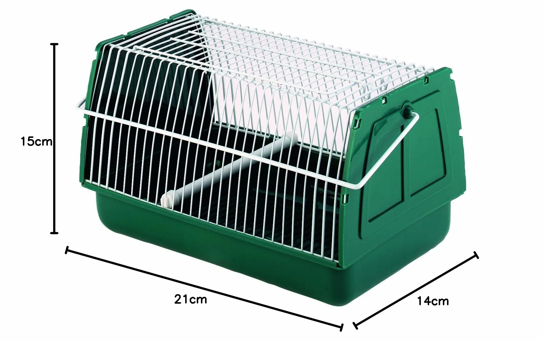 Kerbl Caja de transporte para mascotas, jaula para mascotas, 21x15x14cm, plástico, verde, para hámsteres, cobayas, roedores y animales pequeños