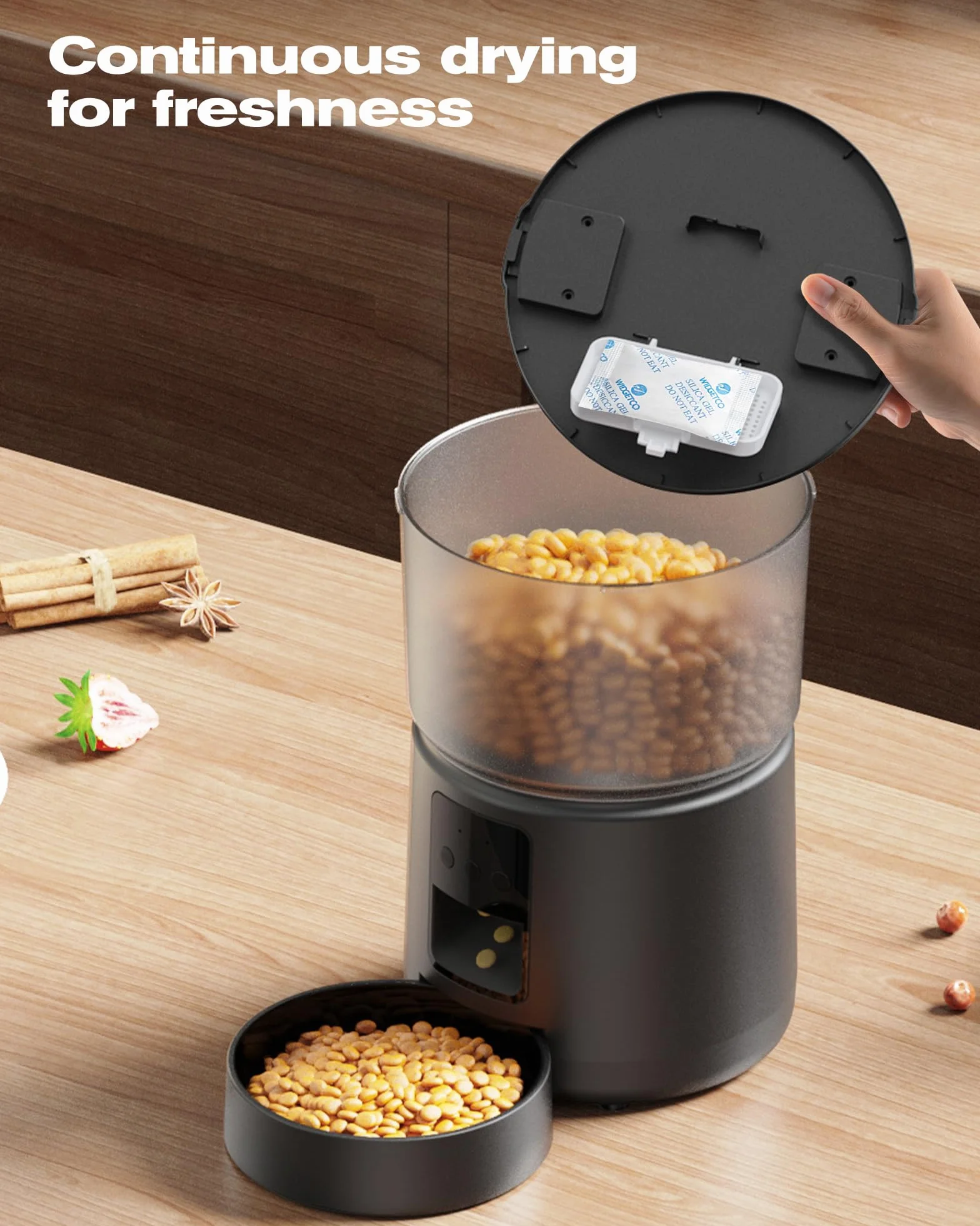 Comedero Gato Automatico - 5G/2.4G WiFi Dispensador Comida Gatos - Comedero Automatico Gato Conectar App - Alimentación a Distancia - 1-10 Comidas al Día - 10s Voz - Doble Alimentación - 3L