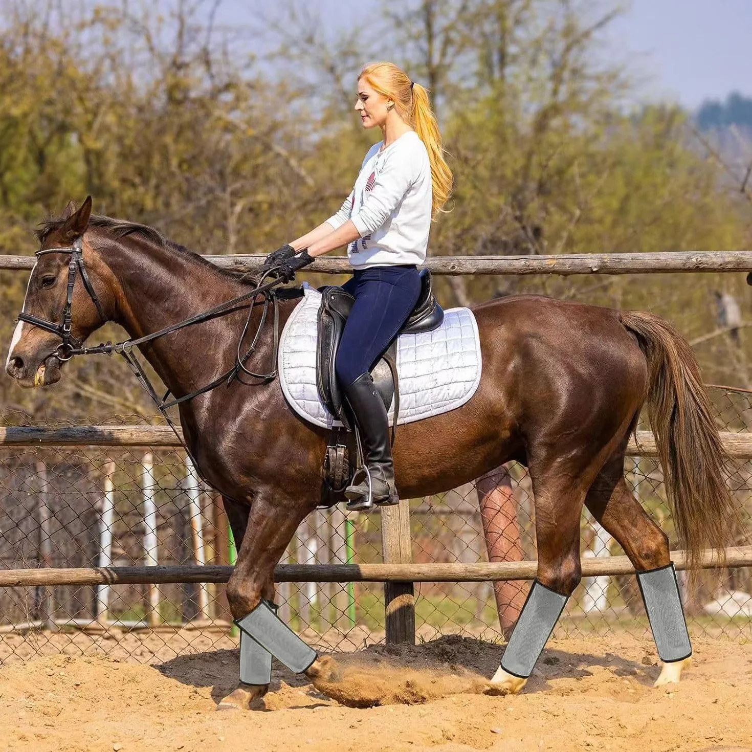 Polainas Antimoscas para Caballos Paquete de 4 Gris Protectores