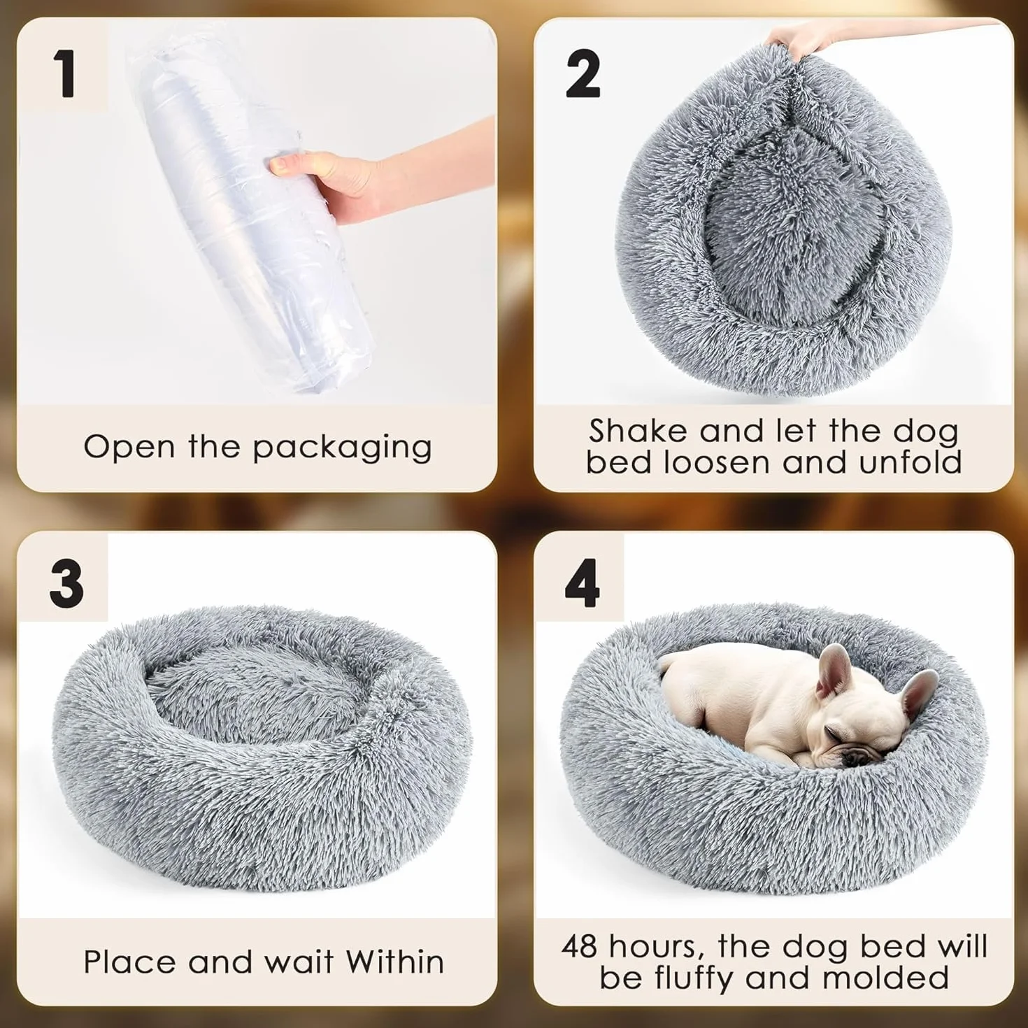 Cama Perro Pequeño 50X50cm Antiestres .Cama Redonda Perro Cama para Perros Pequeños. Cama Gato Invierno Lavable.