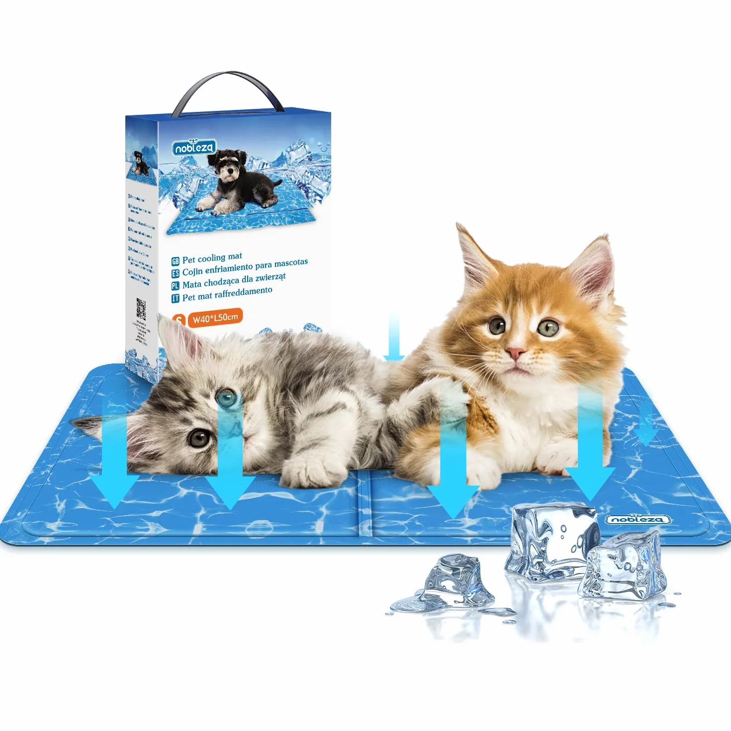 Nobleza Alfombra Refrescante para Perros Gatos, Auto Refrigerante No tóxico. Alfombra de Gel Activada por Presión para Perros Gatos, 50 * 40 cm, Azul