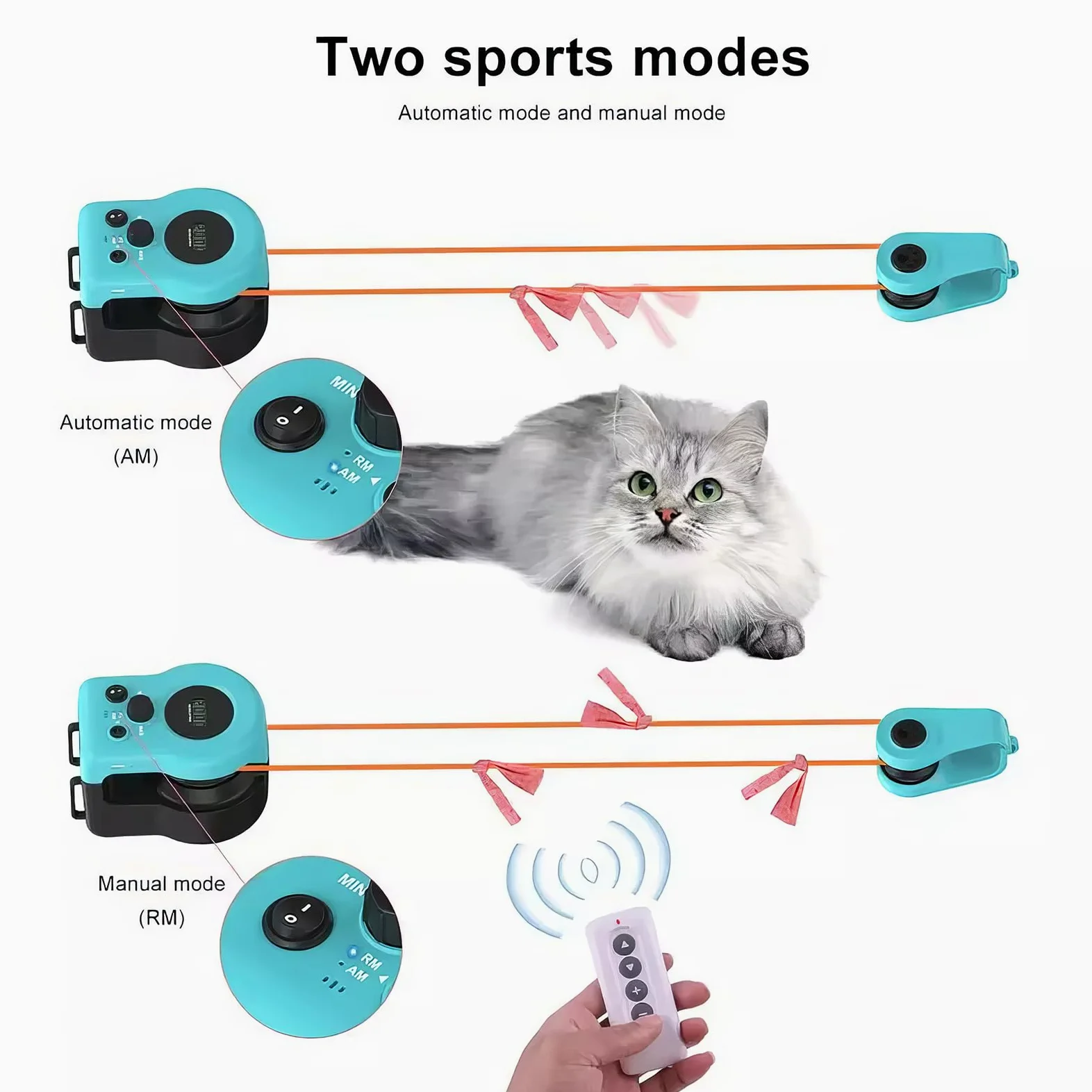 Juguete interactivo para gatos, caminadora inteligente de plumas con control remoto, juguete de caza automático para gatos y gatitos de interior