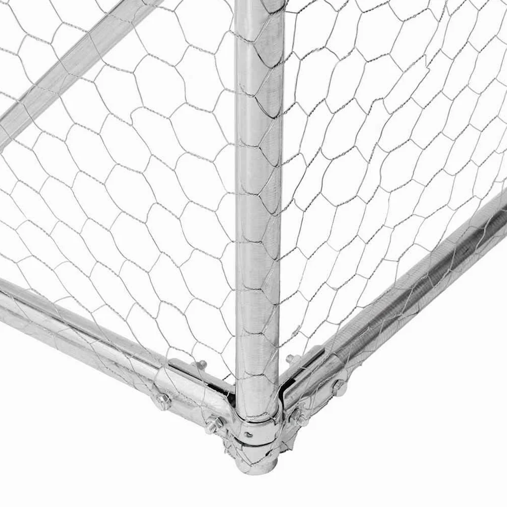 Gallinero de 2,5 x 8 x 2,25 m, con techo, para gallinero, de acero galvanizado, para aves de corral, patos, gansos, cercado estable con malla de alambre y puerta