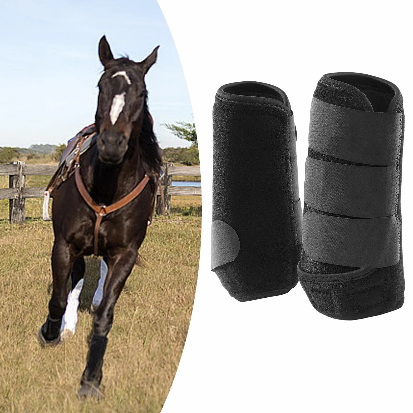 2X Protectores de Patas Delanteras y traseras para Caballos, con absorción de Impacto, para Entrenamiento, equitación y Equipo Ecuestre