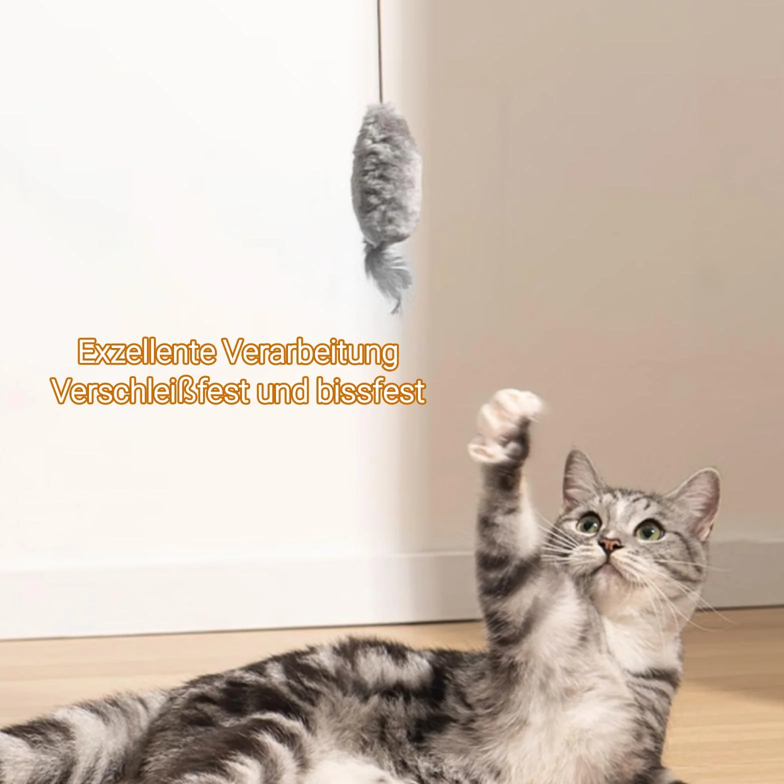 Juguete para Gatos Autoocupado, Juguete Colgante para Puerta, Ratones Grises, Juguete de Peluche Realista que Chisporrotea, Juguete Interactivo para Gatos en Forma de Ratón con Cola de