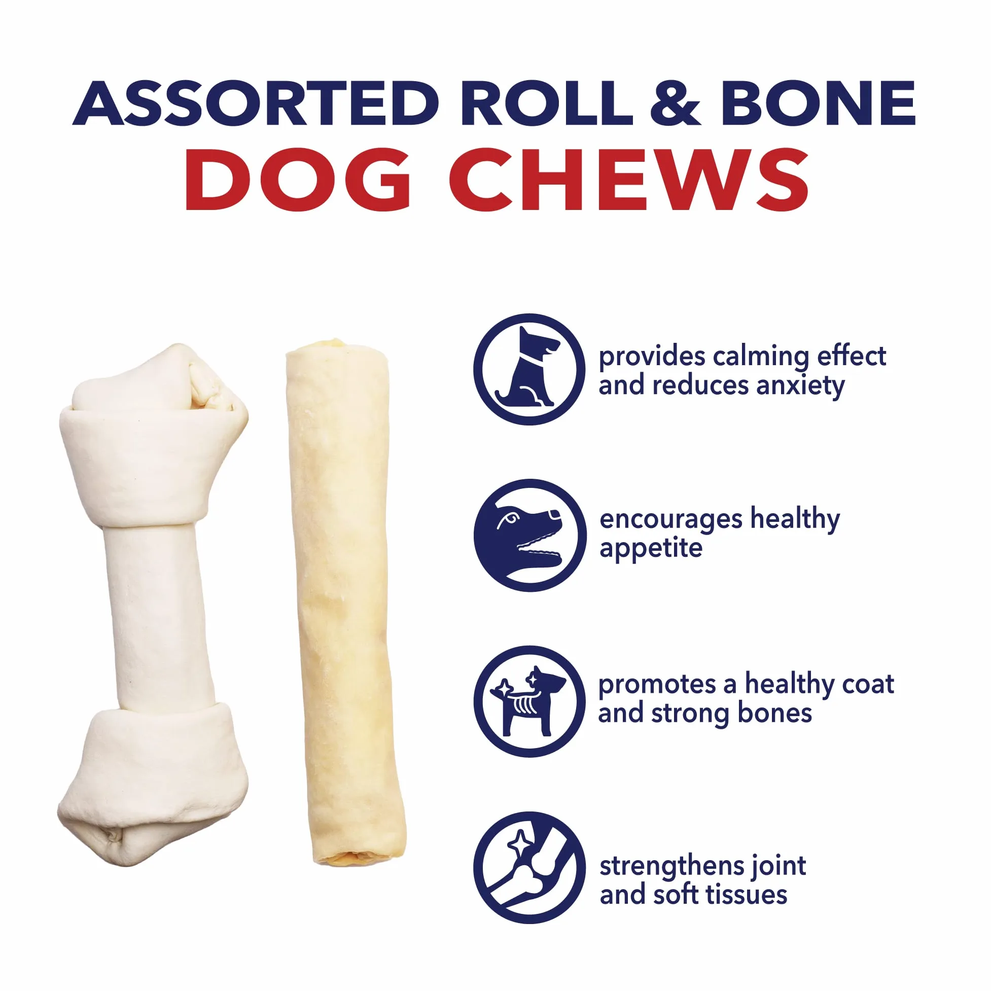 Huoxig Pet Factory 78206 - Huesos masticables para Perros (20,3-22,8 cm, Piel cruda, 6 Unidades)
