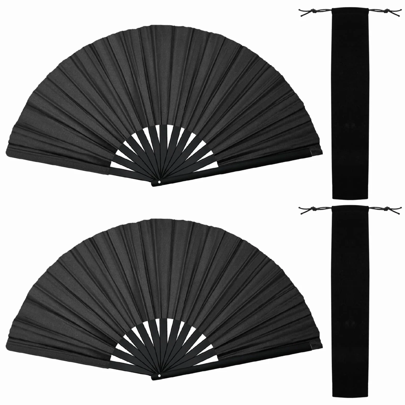 HINGTAI abanicos de mano plegables bambú chino retro grandes baile línea fiestas color negro