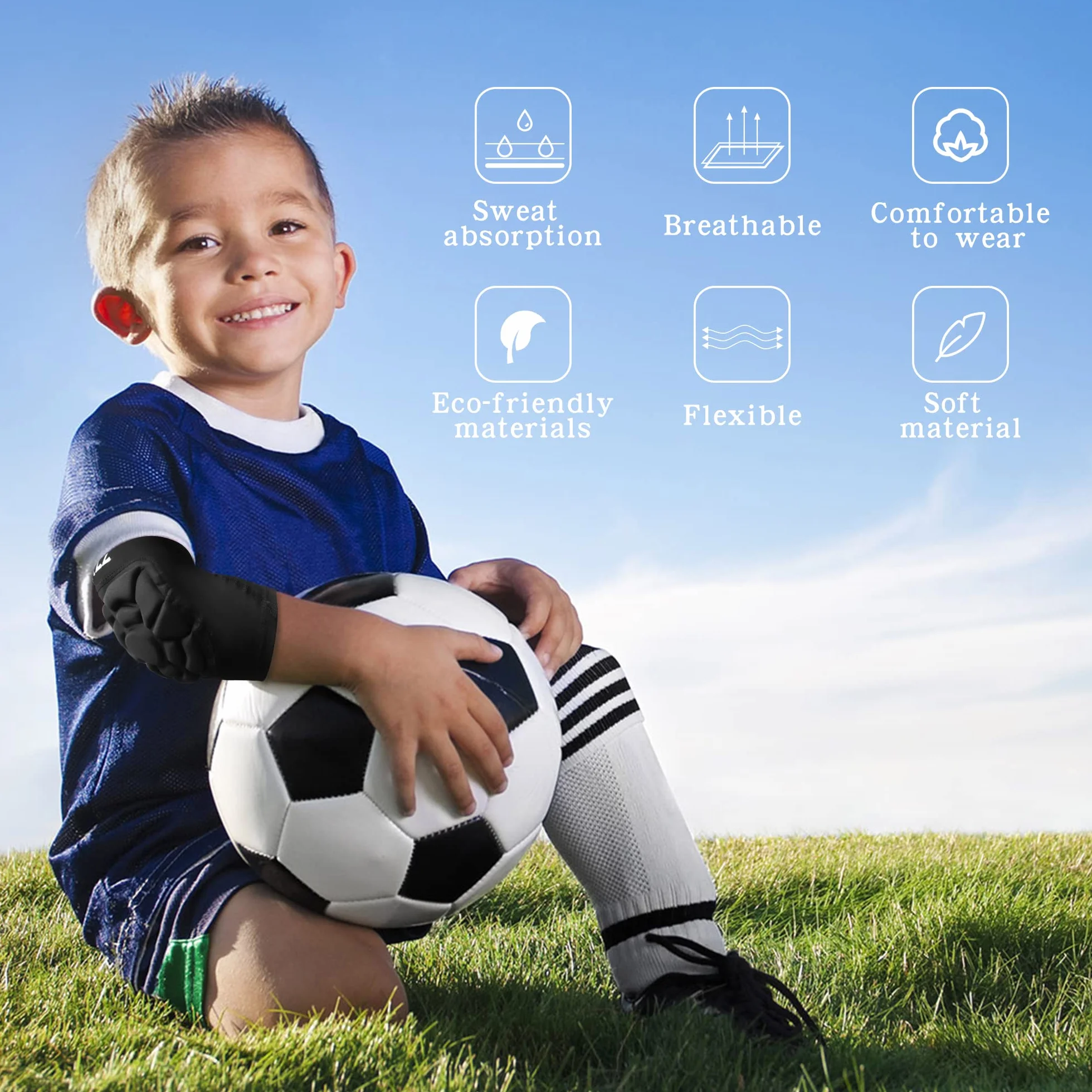 Codera Niños Baloncesto Ligero Flexible Cómodo Manga Brazo Portero Futbol Sala Protecciones Deportivas 1 Par Voleibol MTB Balonmano Proteccion Codo