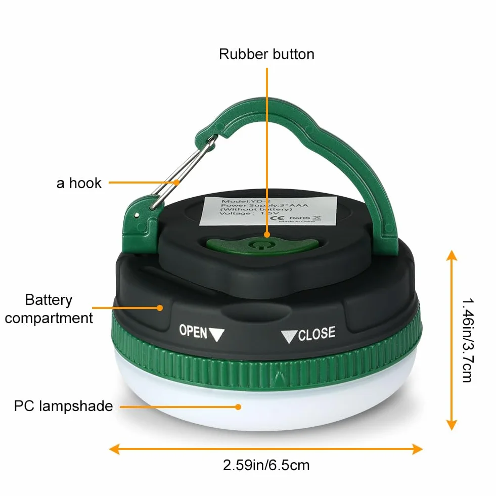Flintronic Luz de Camping Portátil 5 Modos IP43 Resistente Al Agua con Gancho