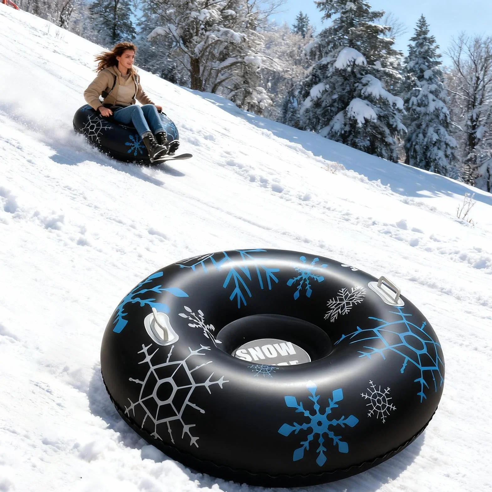 Trineo de nieve 90 cm PVC engrosado para deslizamiento invierno