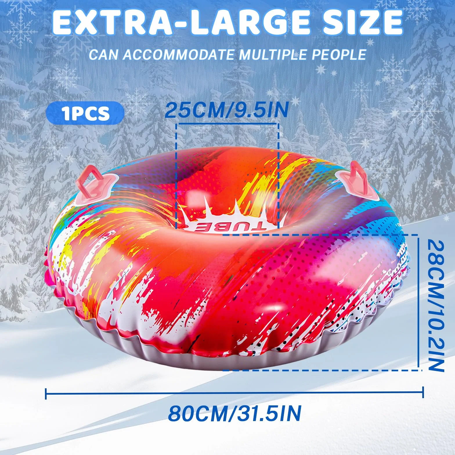 Colchoneta Nieve Fancysky Trineo Inflable 80x80 cm Tobogán Nieve Invernal