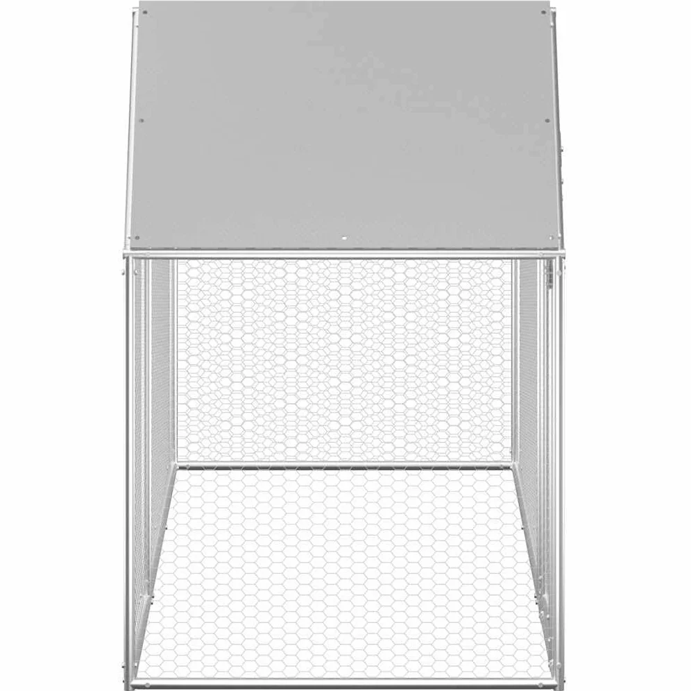 Gallinero de 3 x 1 x 1,5 m de acero galvanizado, estable gallinero con puerta y techo para aves de corral, patos y gansos, color plateado