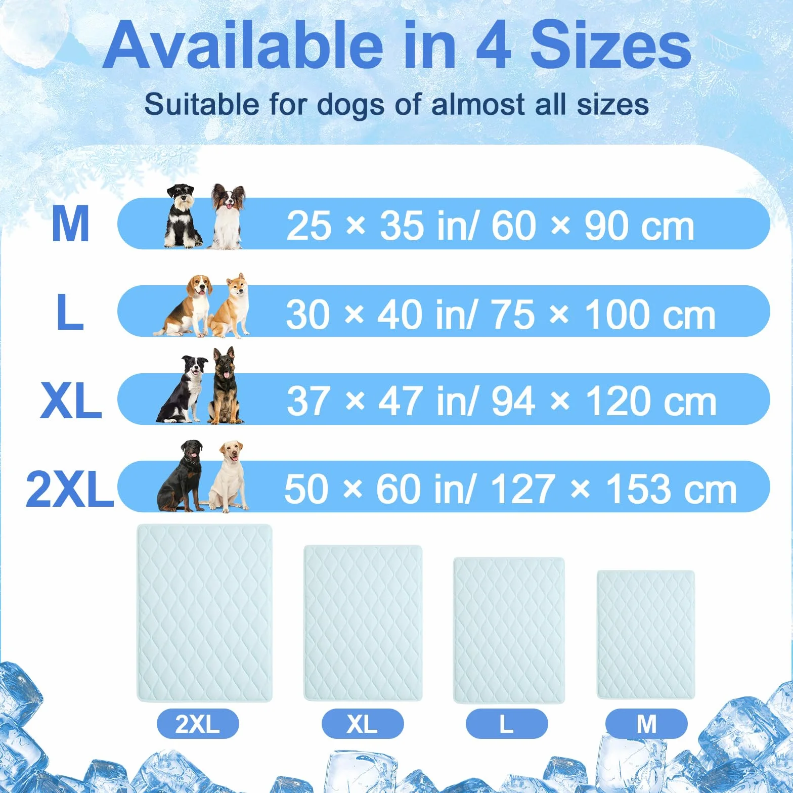 Manta Refrescante para Perros Q-MAX > 0,4, Manta Ligero Lavable para Mascotas, Multitamaño Autorrefrigerante para Gatos, Cama de Verano para Personas Calurosas, 94 × 120 cm, XL, Azul