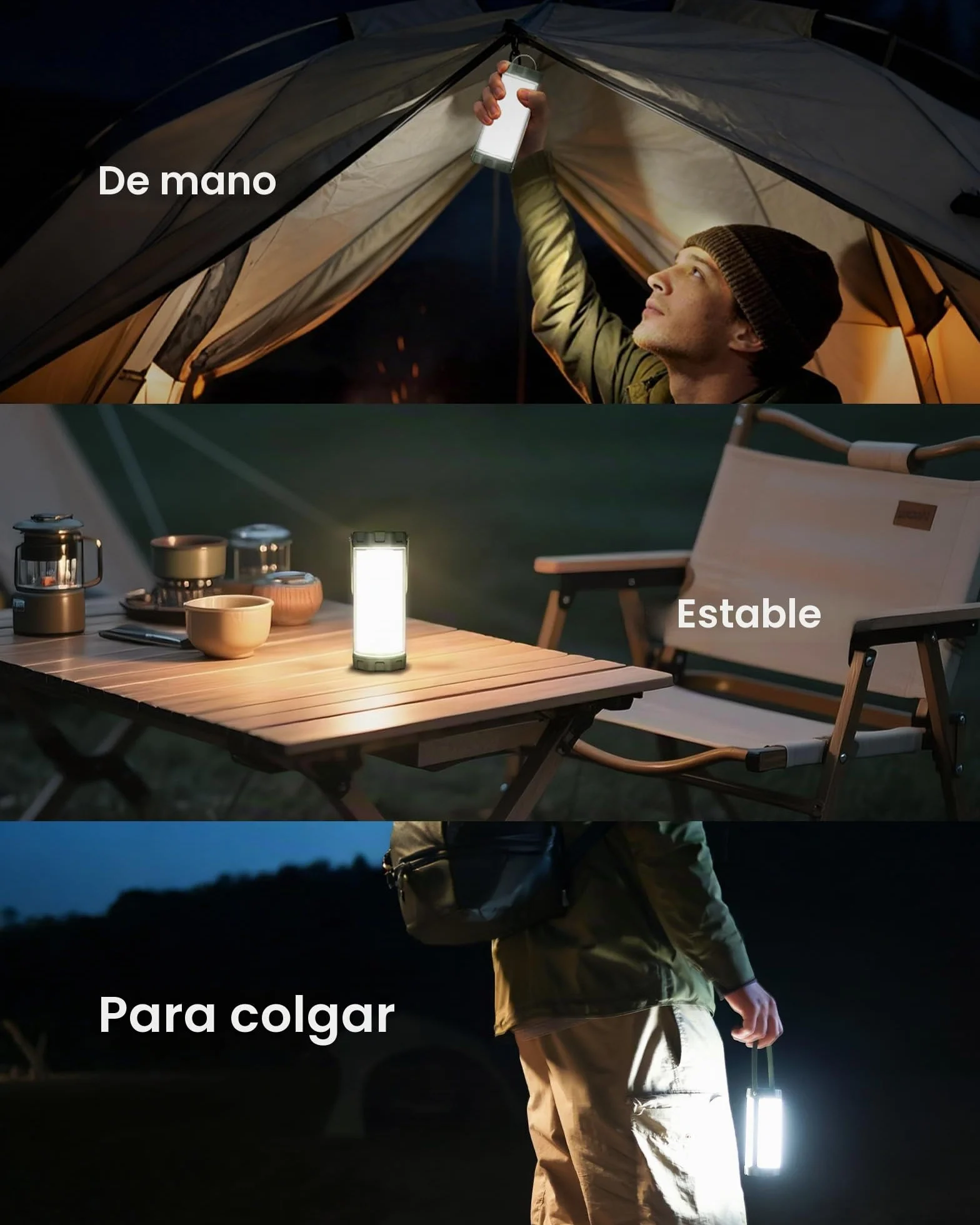 Glocusent Lámpara Camping LED 1200LM 5000mAh 120h IP68 Impermeable Recargable