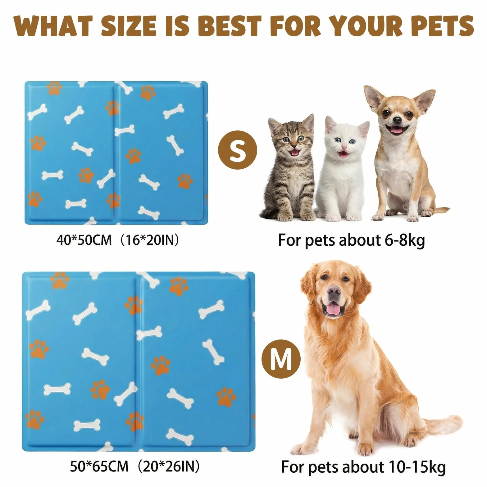 Qoosea Alfombra Refrescante para Perro Gato, Manta Refrigerante No Tóxicas para Animales Pet Cooling Mat, Plegable Alfombrilla de Refrigeración Automática Esterilla de Gel de Dormir Suave - 50 * 65CM