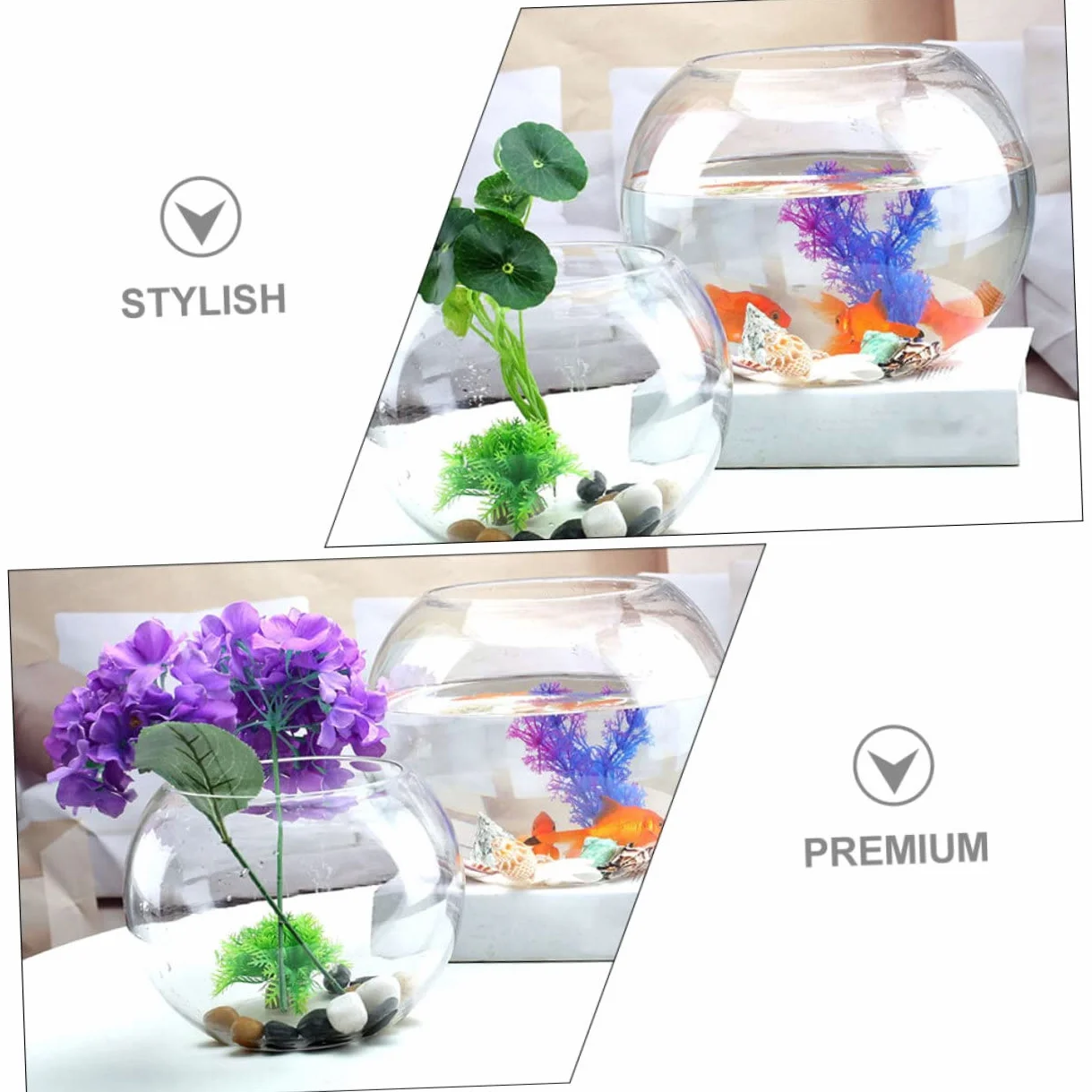 Jarrones redondos para centros de mesa para acuario, jarrón de flores de cristal, jarrones transparentes, jarrón ancho de flores, recipiente para estación de cultivo, velas flotantes, pecera