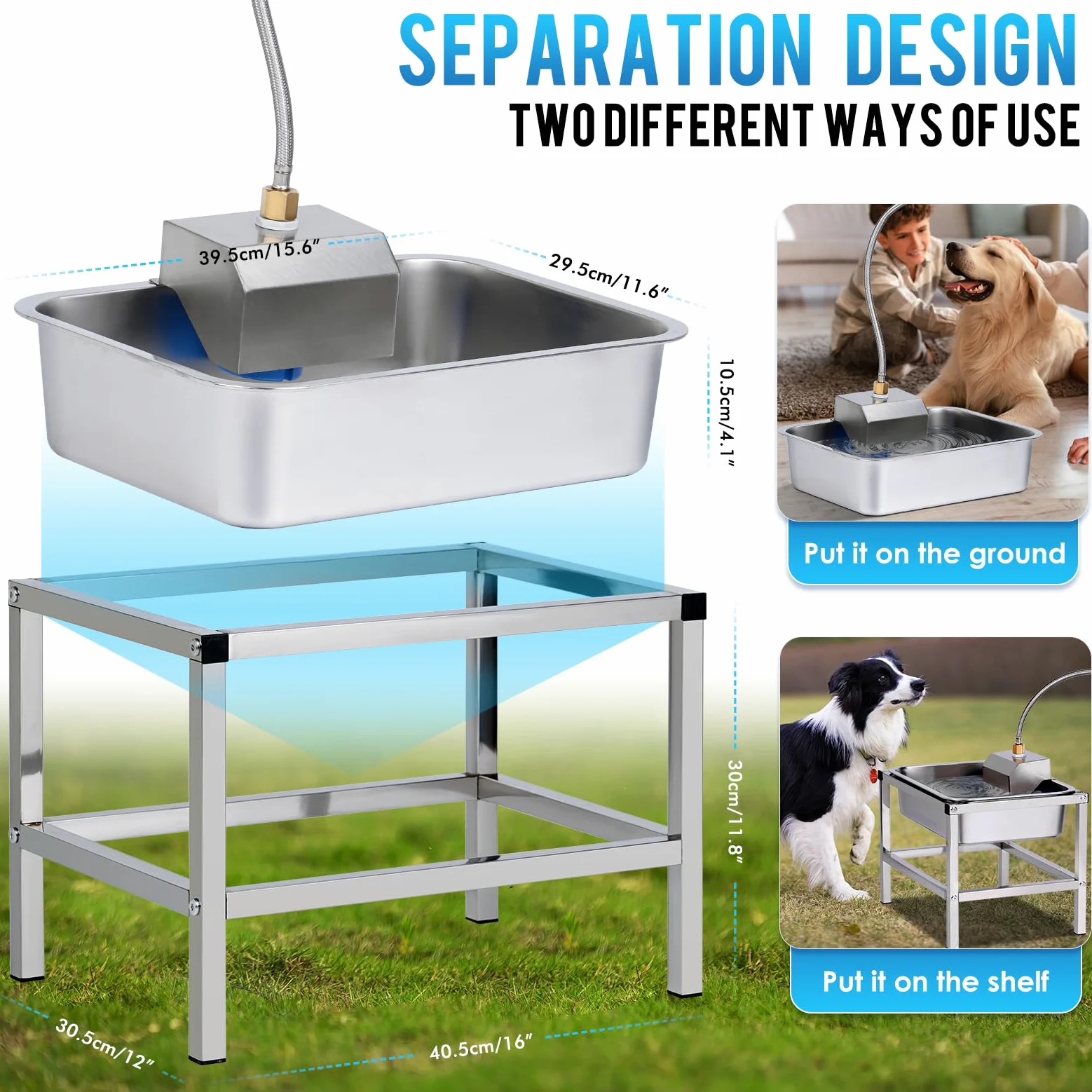 Dispensador automático elevado de cuencos de agua para perros grandes, de acero inoxidable de 3 galones, con soporte para aliviar la presión de las articulaciones, cuencos para mascotas con