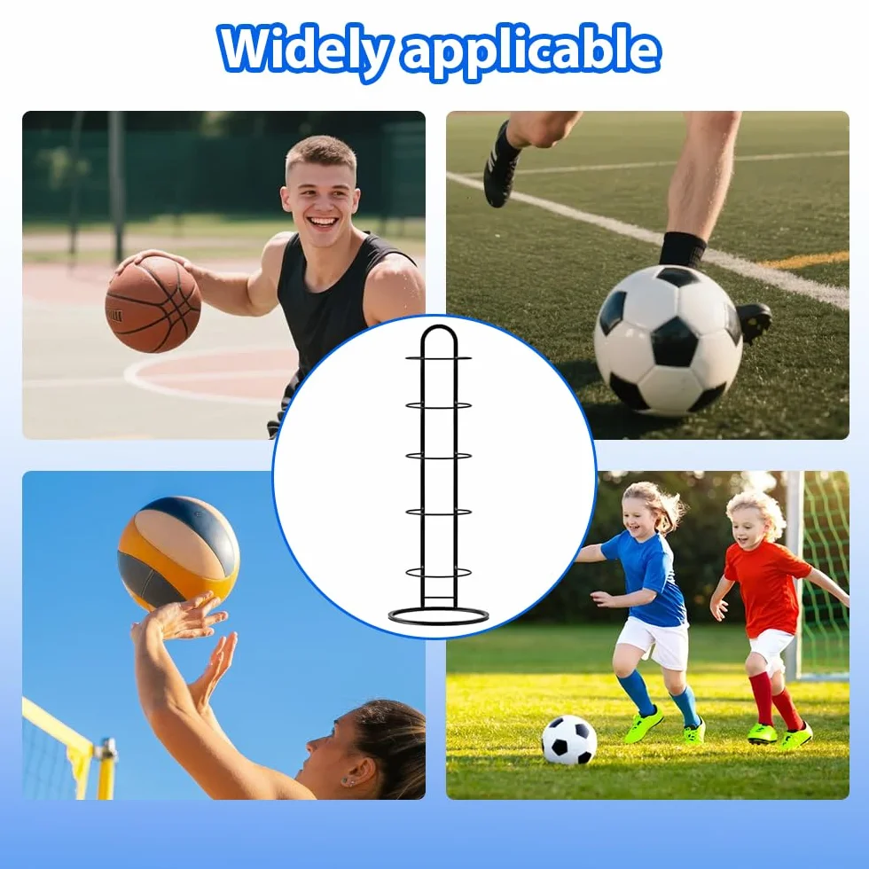 Soporte Vertical para Pelotas de Fútbol, Estante de Almacenamiento de 5 Niveles, Extraíble