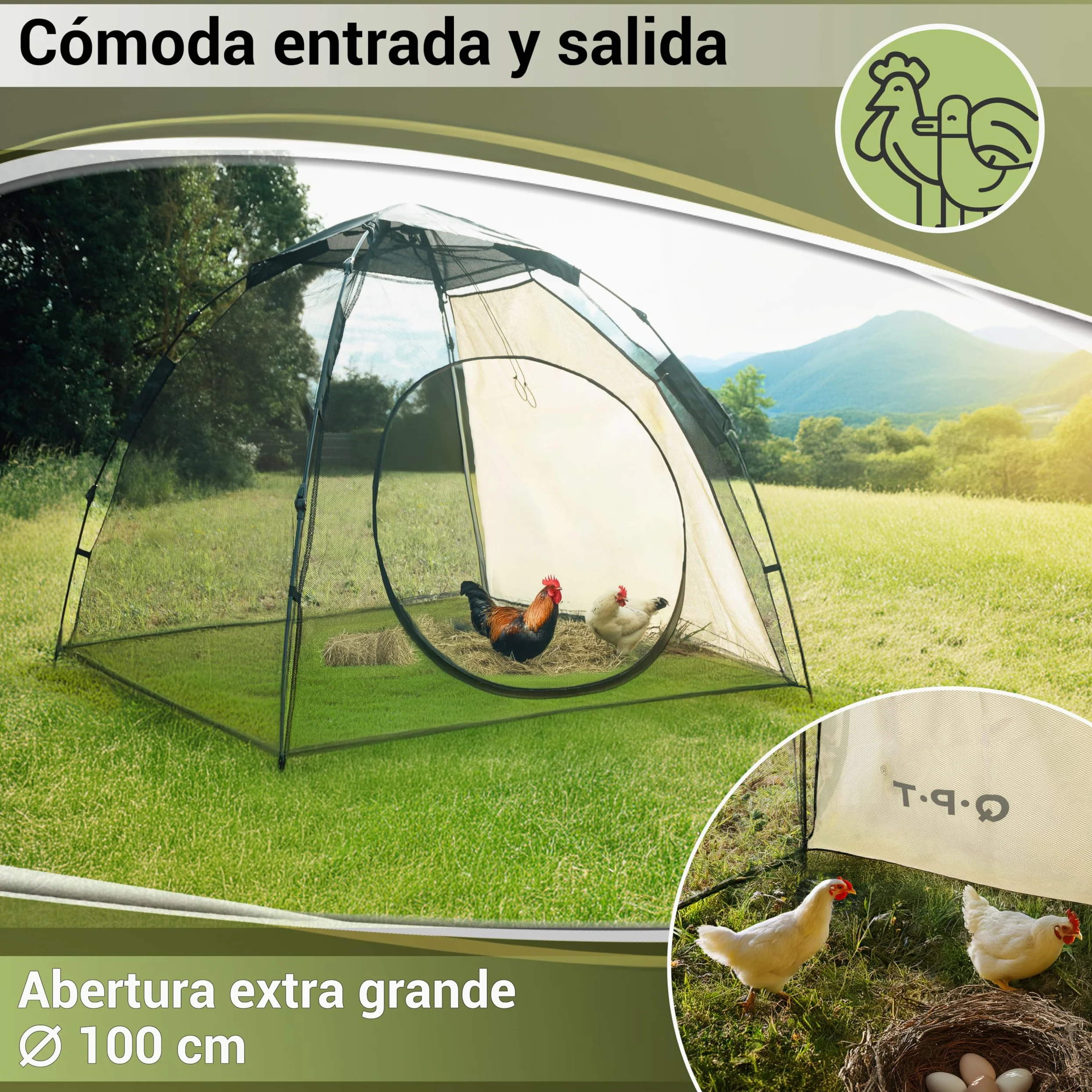 Q.P.T. Recinto para Animales pequeños - 200x180x145 cm, Puede Utilizarse como recinto o gallinero para gallinas, Patos, Pollitos o codornices