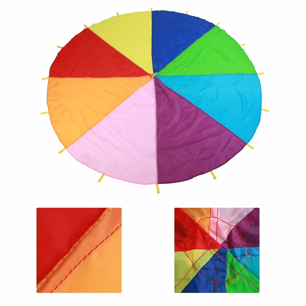 Fafeicy Paracaídas Gigante Multicolor 3 Metros 16 Manijas Tela Oxford