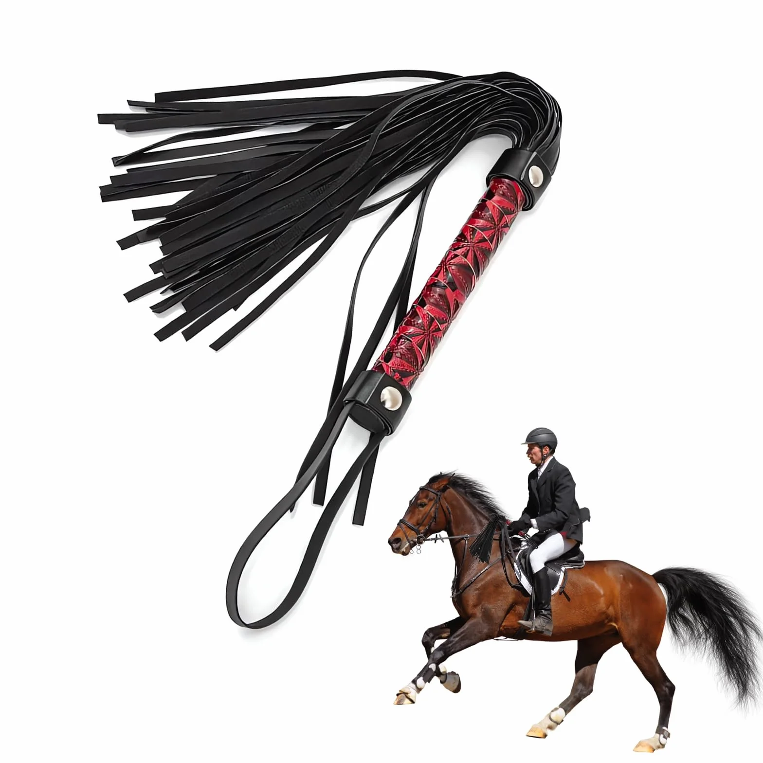 Latigo Cuero Artificial Suave PU Caballos Herramienta Entrenamiento Accesorios Disfraces Cultivo Montar