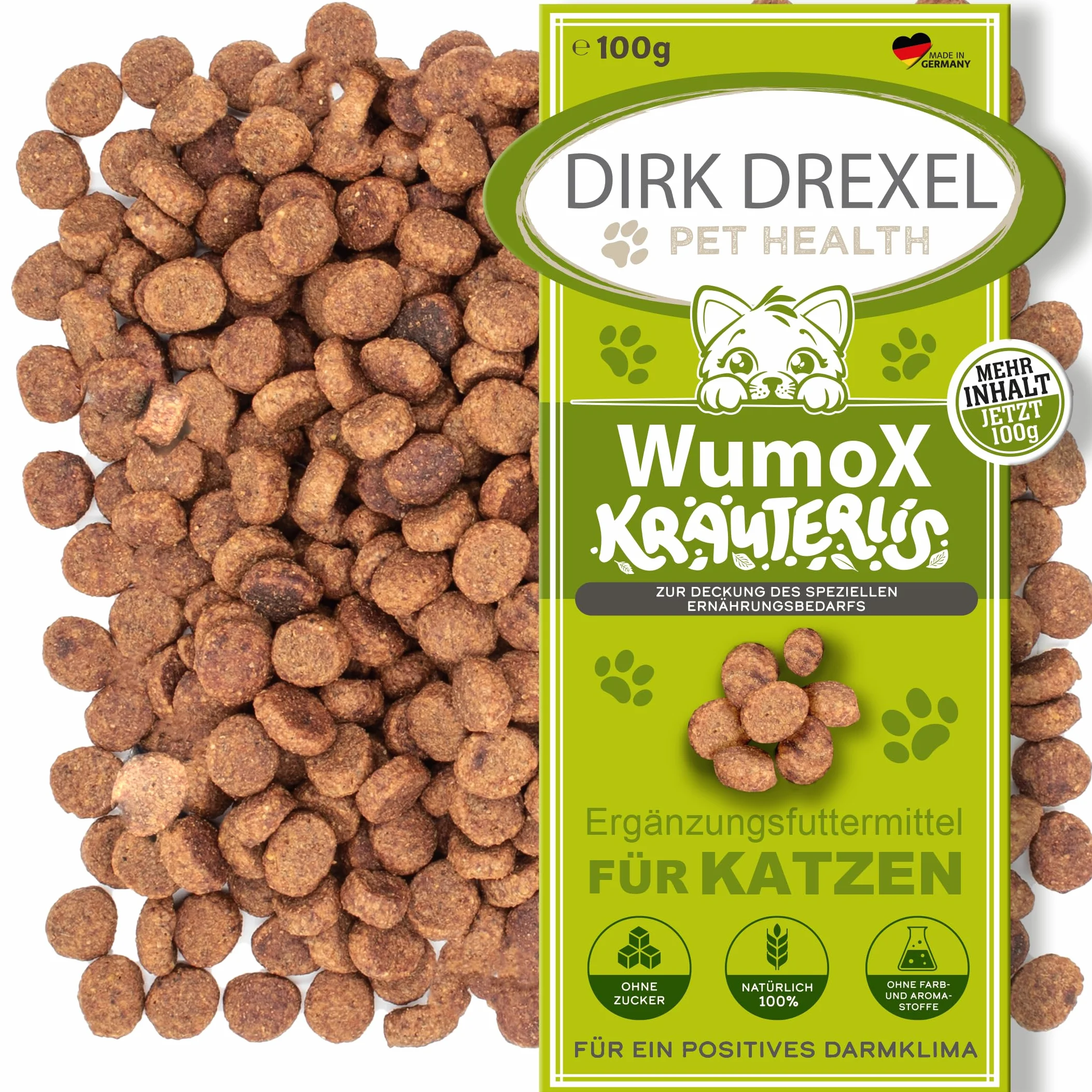 WumoX Herblis para Gatos | Trata con extractos de Hierbas | nutrición Natural para Fortalecer el Medio intestinal | con vermut Real | Alternativa Natural