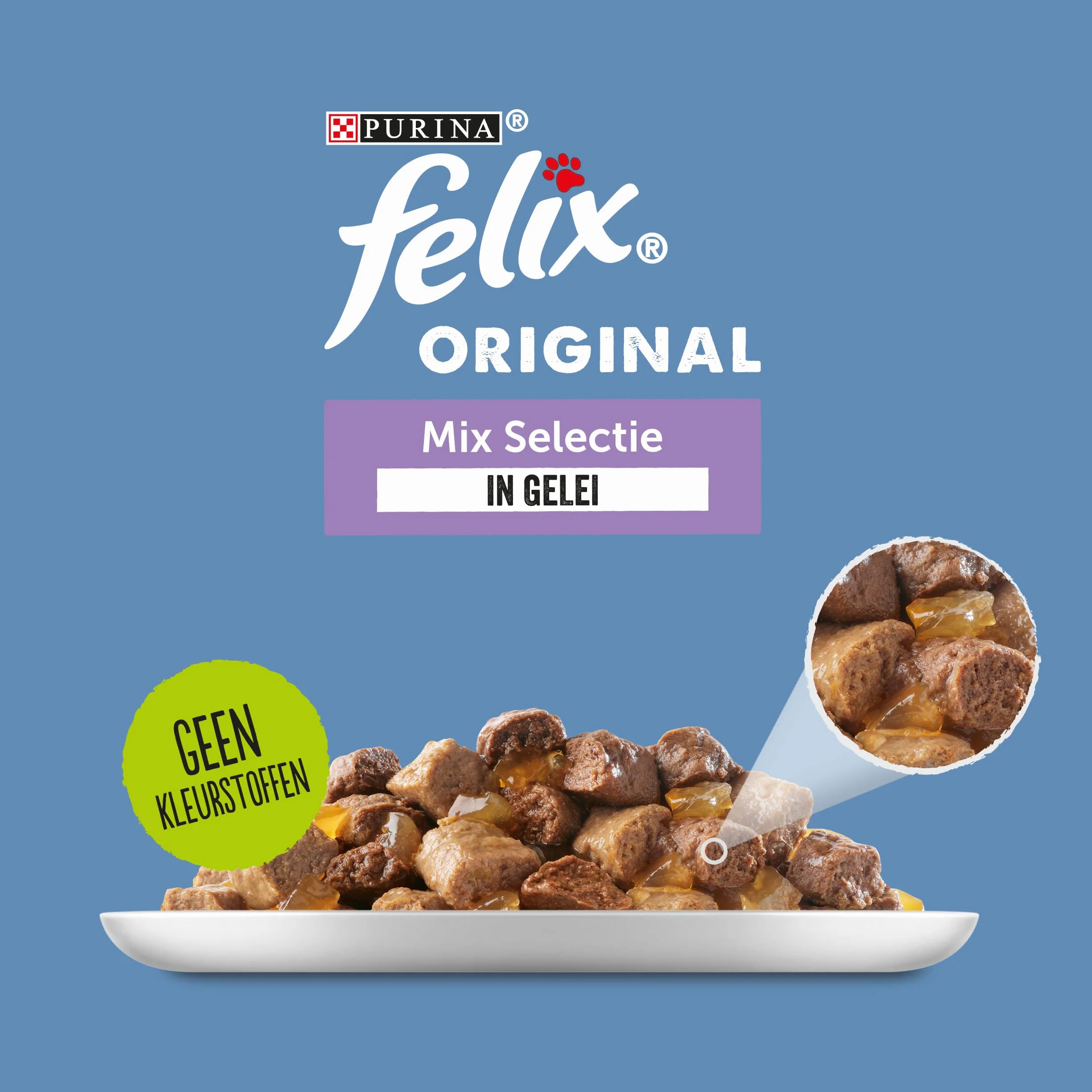 Felix Selección de Mezcla en Jalea de Comida para Gatos, Bolsas de Comida húmeda con Carne de Res, Pollo, salmón y atún, 44 x 85g (44 Bolsas de Comida; 3,7kg)